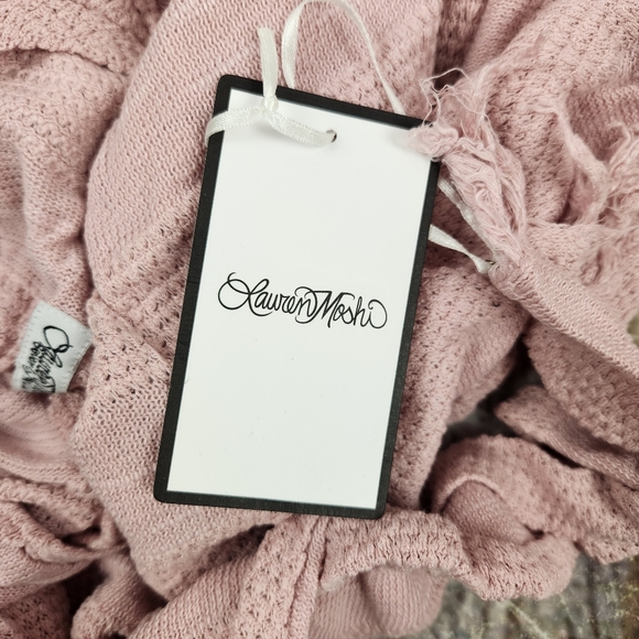 Lauren Moshi Gretta Sweater Dress Tunic Pink Love Potion Fringe Large NWT - Picture 6 of 9